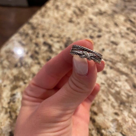 David Yurman X Crossover Ring With Diamonds - Picture 3 of 9